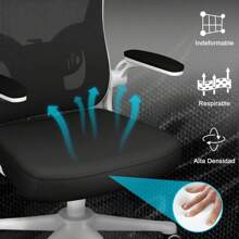 MIKOMIKA Office Chair, Gaming Chair, Ergonomic Desk Chair With Headrest, Adjustable And With Lumbar Support Breathable Mesh Backrest 90° Folding Armrests 360° Swivel (SF168-001) - 白色 - 查看 7
