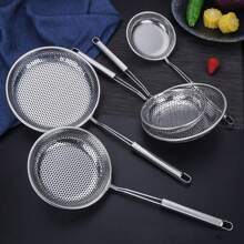 Useful Stainless Steel Hot Pot Filter Mesh Percolator Spoon Frying Scoop Long Handle Colander - Silver - View 6