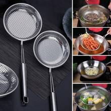 Useful Stainless Steel Hot Pot Filter Mesh Percolator Spoon Frying Scoop Long Handle Colander - Silver - View 1