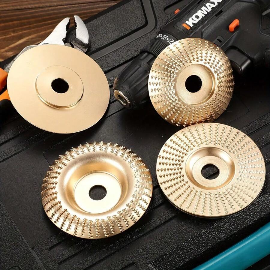 3 Packs Wood Carving Disc Set - 4.5-Inch Grinding Wheels With 5/8 Inch Arbor For Efficient Grinding And Shaping - Gold - View 1