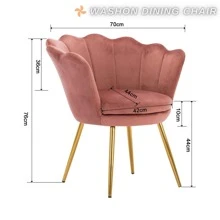 WAHSON OFFICE CHAIRS 1PC Wahson Velvet Armchair Armchair With Gold Legs, Comfortable Bedroom Armchair Relax Chair For Living Room/Bedroom - 粉色 - 查看 4