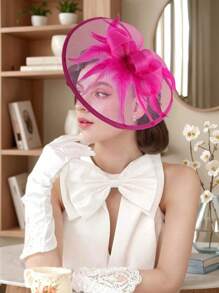 1件装女士精美茶会帽、女士发带和发夹、肯塔基德比帽、女士情人节帽 - 彩色 - 查看 6