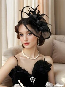 1件装女士精美茶会帽、女士发带和发夹、肯塔基德比帽、女士情人节帽 - 彩色 - 查看 3