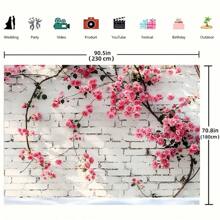 Luxury Pink Rose And Brick Wall Background Fabric - Multi Functional Polyester Fabric, Suitable For Wedding, Photography Studio And Other Scenes As Wedding Background Fabric - Multicolor - View 4