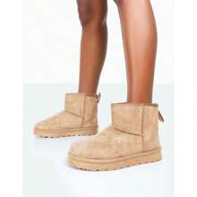 READY SALTED Women's Thickened Snow Boots Women's Faux Suede Lined Outdoor Ankle Boots Women's Work Commuter Party Short Boots - Beige - View 1