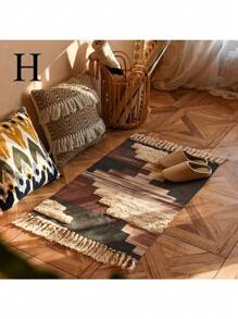 1PC Nordic Tassel Knit Rug Carpet Small Rug 60x90cm Bedroom Kitchen Rugs Living Room Washable Mat Boho Retro Home Decoration - Multicolor - View 2