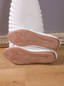 软底舒适低跟女鞋夏季新款一脚蹬低帮平底休闲乐福鞋不累脚妈妈鞋大码低帮平底鞋 - 白色 - 查看 6