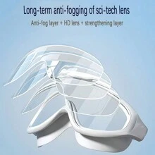 1pc Anti-Fog, Waterproof Large Frame Swimming Goggles With Earplugs, Silicone Diving Mask, Beach Essentials, Beach Accessories, Pool Float - Multicolor - View 7