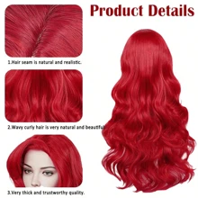 Beauty Red Mermaid Wigs ,28INCH,Curly Long Hair Daily Wig Heat Resistant Synthetic Fiber For Halloween For Cosplay For Christmas