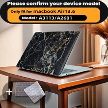 有 4 种大理石图案可供选择，并配有键盘保护膜。它与 MacBook Air Pro 保护套、13/14/15/16 英寸电脑保护套兼容，并配有键盘保护膜，A1370、A1534、A1502、A1707、A2337、A1932、A2179、A2338、A1706、A1708、A2681 塑料硬壳笔记本电脑保护套，黑色、蓝色大理石图案 A2485 A2442、A1466 A1369