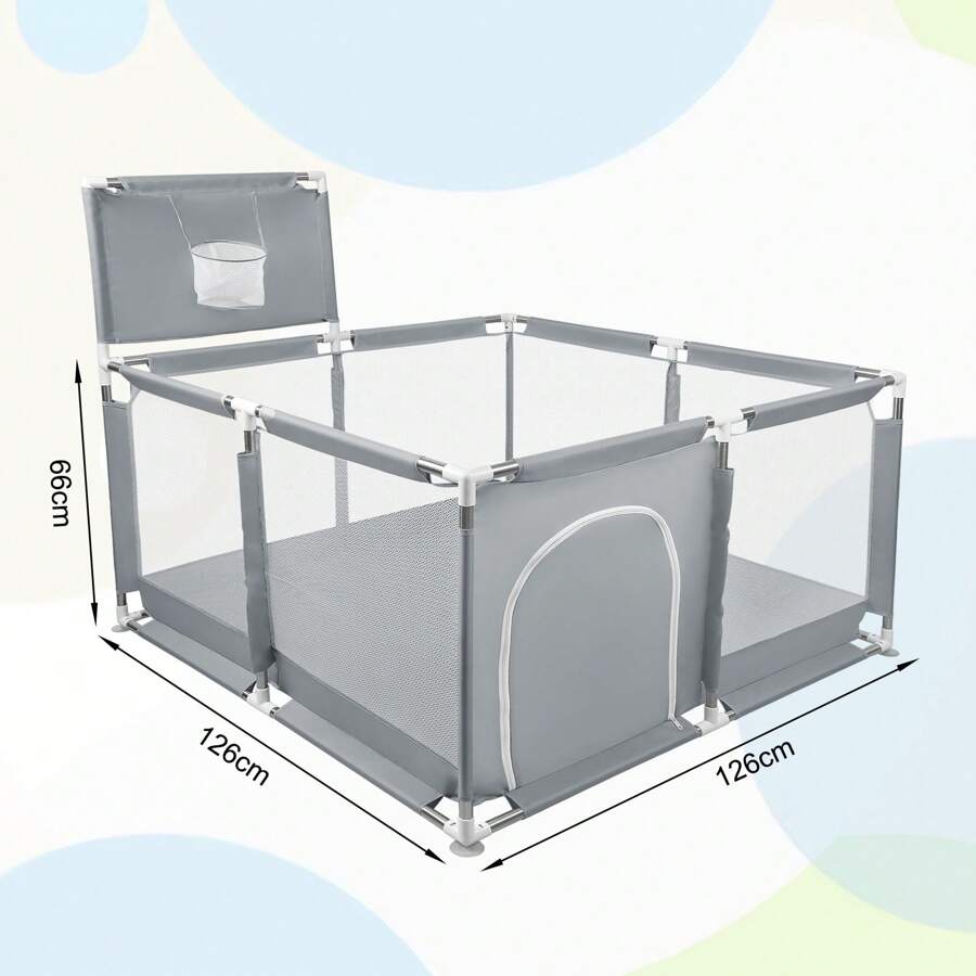 Playpen Baby Ball Pit Playpen Baby With Basketball Hoop, 126x126x66cm And As A Baby Walker