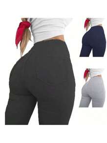 Super Skinny Butt Lifting Pants - Navy Blue - View 4