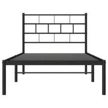 Black Metal Bed Frame With Headboard 75x190cm No Mattress Included Sturdy Design Modern Style - Black - View 4