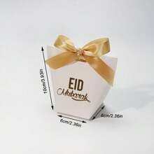 Set de 20 cajas de regalo miniatura elegantes para Eid Mubarak en negro, blanco y dorado con lazos elegantes. Perfectas para dulces, chocolates y regalos pequeños. Ideales para celebraciones de Eid, fiestas y sorpresas. Embalaje elegante para eventos memorables y ocasiones especiales - 6x6x10cm - Ver 7