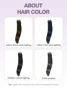 50 Strands Micro Loop Hair Extensions Nature Black 14-22inch Straight Micro Link Real Human Hair Hair Extensions Invisible Micro Beads Thick Micro Ring Hair Extensions Halloween Costumes - S1B - View 8