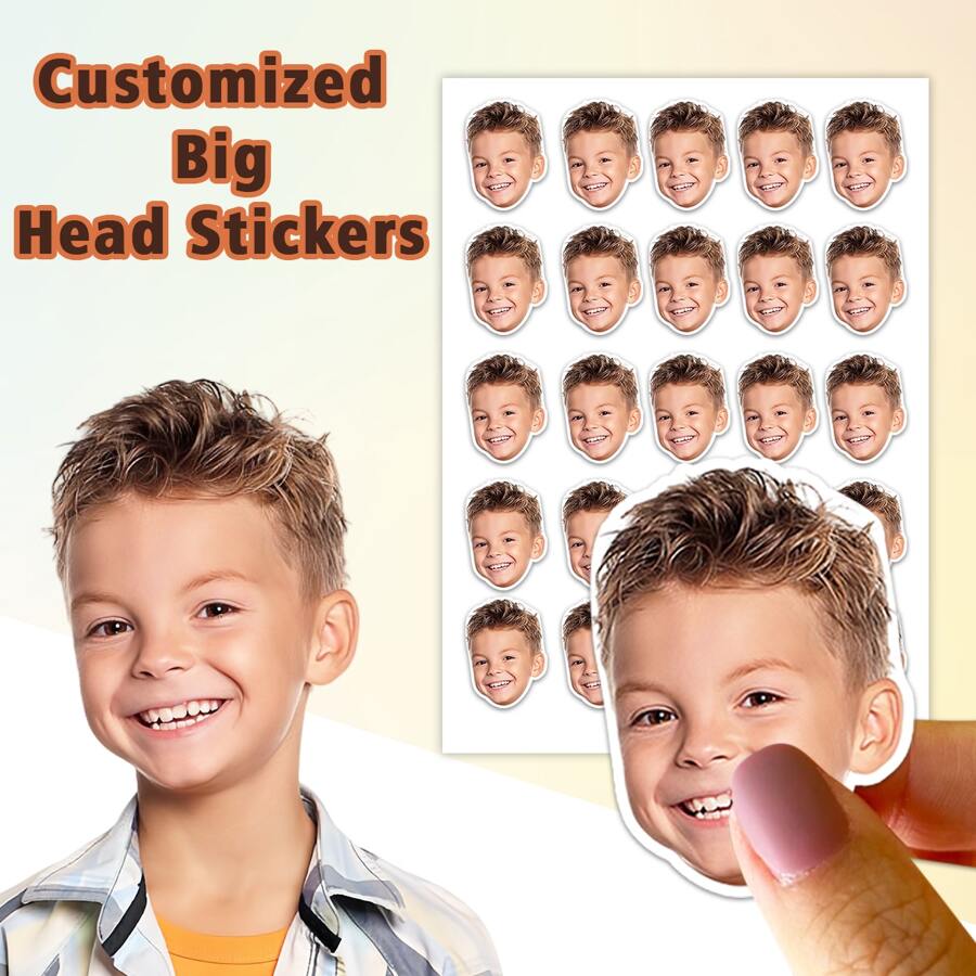 [Custom] Personalized Face Stickers - Customized Portrait Stickers | Waterproof PVC | Creative Daily Photo Giftback To School Winter Gift Ideas Boy Girl Valentine's Day - Face Stickers - View 1
