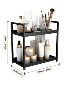 2-Tier Desktop Storage Rack, Suitable For Bathroom Cosmetics, Vanity, And Multi-Purpose Kitchen Storage, Plastic Material, Home Goods, Bathroom Accessories - Multicolor - View 3