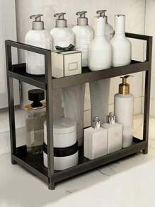 2-Tier Desktop Storage Rack, Suitable For Bathroom Cosmetics, Vanity, And Multi-Purpose Kitchen Storage, Plastic Material, Home Goods, Bathroom Accessories - Multicolor - View 7