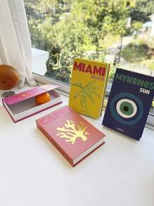 1pc Colorful INS Fake Book Decor, Openable Faux Book Storage Box, Minimalist Travel Theme Desktop Ornament Best Gifts Birthday Graduation