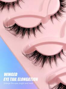 Asiteo 5 Pairs Cat Eye Wispy Eyelashes - Natural False Lashes With Fluffy Soft Cross Clear Band For Manga Makeup Look - Reusable And Easy To Apply Lashes For Dramatic Eye Effect - 眼尾拉長款 - 查看 6