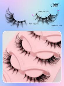Asiteo 5 Pairs Cat Eye Wispy Eyelashes - Natural False Lashes With Fluffy Soft Cross Clear Band For Manga Makeup Look - Reusable And Easy To Apply Lashes For Dramatic Eye Effect - 眼尾拉長款 - 查看 5