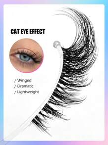 Asiteo 5 Pairs Cat Eye Wispy Eyelashes - Natural False Lashes With Fluffy Soft Cross Clear Band For Manga Makeup Look - Reusable And Easy To Apply Lashes For Dramatic Eye Effect - 眼尾拉長款 - 查看 2