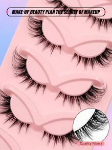 Asiteo 5 Pairs Cat Eye Wispy Eyelashes - Natural False Lashes With Fluffy Soft Cross Clear Band For Manga Makeup Look - Reusable And Easy To Apply Lashes For Dramatic Eye Effect - 眼尾拉長款 - 查看 3