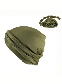 1 件装男士头巾帽丝滑缎面衬里头带扭纹帽带缎面衬里头带男女时尚男士嘻哈帽头带头巾睡帽睡帽 - A - 查看 14