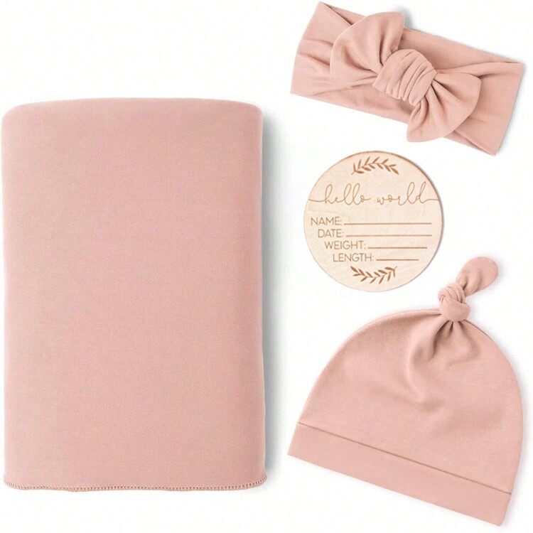 4 件套印花婴儿围巾新生儿襁褓围巾包裹围巾新生儿毯子包裹套装，柔软有弹性的婴儿毯襁褓袋，医院新生儿接收毯，新生儿男女通用爱情人节 - 彩色 - 查看 17