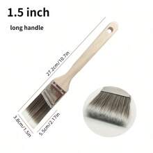 4 件套木柄斜角油漆刷套件，软毛水性涂料，清洁刷，适用于墙壁和家具的家居装饰绘画工具 - 灰色 - 查看 5