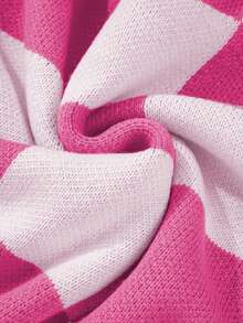 圆领格纹主教袖优雅毛衣，长袖上衣