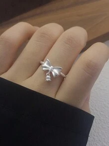 1 Stück Vielseitiger, eleganter Ring mit Blumen-Schmetterling und Maiglöckchenmotiv, verstellbares Band mit mattem Finish
