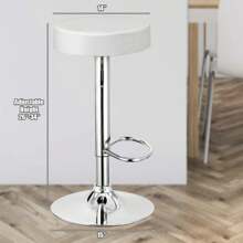 Set Of 2 Round Bar Stools Adjustable Swivel Counter Pub Chairs White
