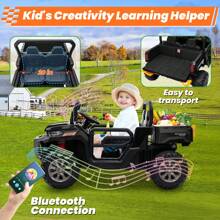 Joyracer 24V Ride On Toys UTV With Remote Control, 2 Seater Ride On Dump Truck, 2x200W Electric Powered 4-Wheeler Toys With Trailer & Shovel, MP3/Bluetooth Music, Big Kids