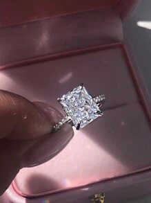 MOONSO 2023 New Design Luxury Ring For Women Wedding Engagement Finger Lady Gift Jewelry R7233 - Silver - View 1