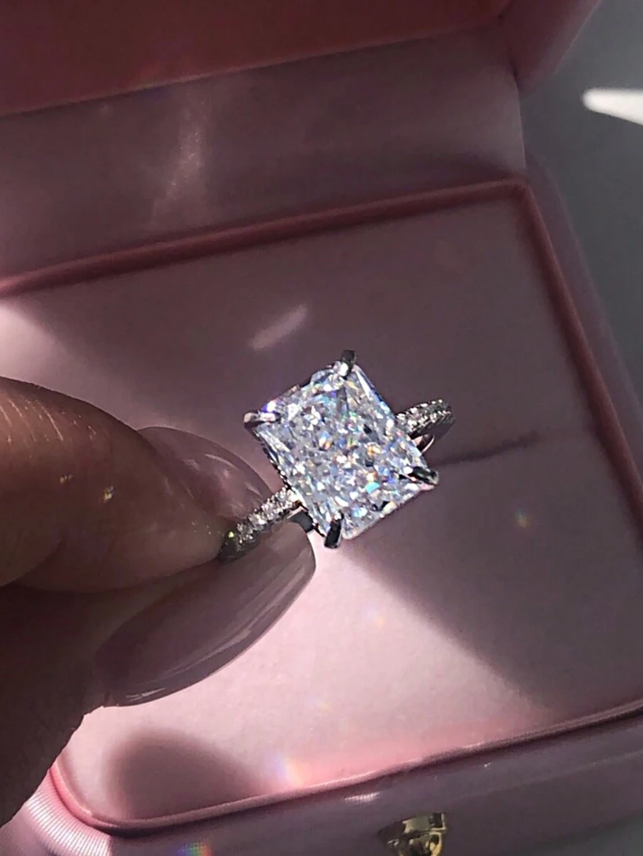 MOONSO 2023 New Design Luxury Ring For Women Wedding Engagement Finger Lady Gift Jewelry R7233 - Silver - View 1