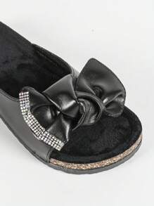 roulvxiang Bow Detail Rhinestone Glitter Platform Sandals - Non-Slip Summer Beach Slides For Women Viral Thick Sole Indoor Outdoor Comfort Shoes