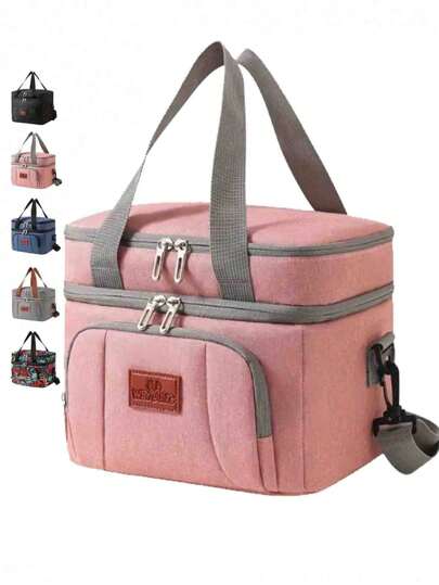 1 pieza Bolsa de almuerzo aislada y reutilizable, adecuada para oficina, picnic, senderismo, playa - Bolsa térmica con capacidad para 12 latas a prueba de fugas, tamaño adulto, adecuada para volver a la escuela, universidad, almacenamiento de cocina, bolsa de almuerzo para mujeres, mochila, útiles escolares, artículos de estudio