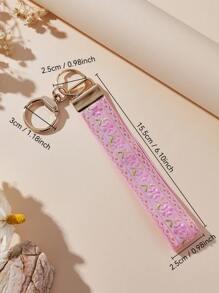 1pc Zinc Alloy Strap Keychain&Keyring, Women's Car Key Chain, Women's Beautiful Bag Pendant Keychain, Women's Fashion Strap Keychain&Keyring, Universal Keychain&Keyring, Women's Fashion Keychain (Slight Color Difference May Exist Due To Photography Lighting, Actual Item Prevails) - Pink - View 2