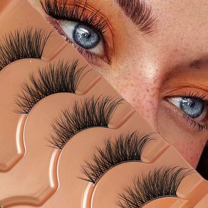 5 Pairs Cat Eye Half-Strip False Eyelashes, 5-10mm D-Curl Fluffy, Natural Looking Reusable Eyelash Extensions For All Occasions