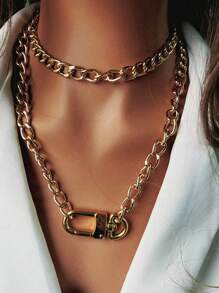 1 pieza Collar de cadena de mujer con hebilla en forma de herradura, sencillo pero elegante, adecuado para usar a diario cuando sales