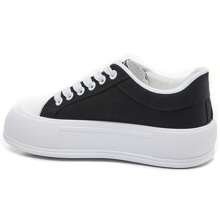 Canvas Sneaker With Chunky Sole And Classic Details - Black - View 2