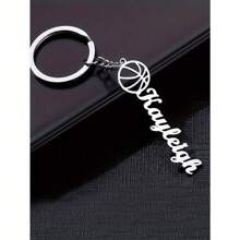 Customized Basketball Name Key Chain Men's Gift Personalized Stainless Steel Keychain Silver Key Ring Backpack Car Key Decoration Pendant Accessory, Unique Christmas Gift For Boyfriend Birthday