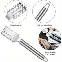 4pcs/Set Stainless Steel Fish Scale Remover With Anti Slip Handle Design, Fish Scale Planer, Professional Seafood Processing Scraper Tool With Serrated Edge, Kitchen Fish Cleaning Tool Suitable For Cooking And Catering - 4PCS 刮魚鱗神器 - 查看 7