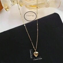 1 chiếc vòng cổ thiết kế hình trái tim, vẻ ngoài sang trọng thanh lịch với dây chuyền choker mặt dây chuyền, tối giản nhưng đa năng, phù hợp với mọi dịp - vàng - Xem 5