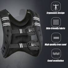 Gewichtsweste 10Kg, Weighted Vest Verstellbare Laufweste Trainingsweste Gewichtsmanschetten mit Reflexstreifen und Verstell-Riemen für Krafttraining Laufen Fitness - Schwarz - Übersicht 3
