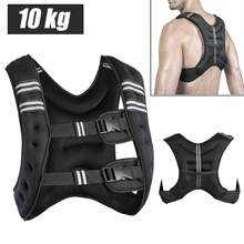 Gewichtsweste 10Kg, Weighted Vest Verstellbare Laufweste Trainingsweste Gewichtsmanschetten mit Reflexstreifen und Verstell-Riemen für Krafttraining Laufen Fitness - Schwarz - Übersicht 1