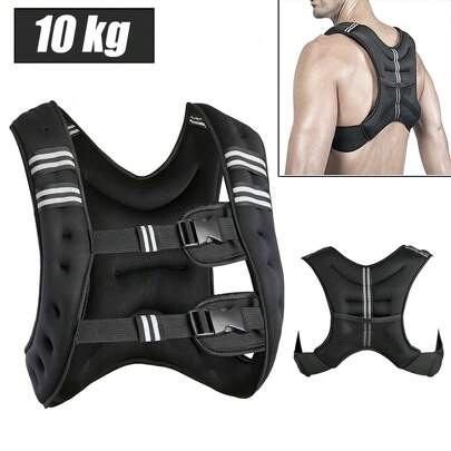 Gewichtsweste 10Kg, Weighted Vest Verstellbare Laufweste Trainingsweste Gewichtsmanschetten mit Reflexstreifen und Verstell-Riemen für Krafttraining Laufen Fitness