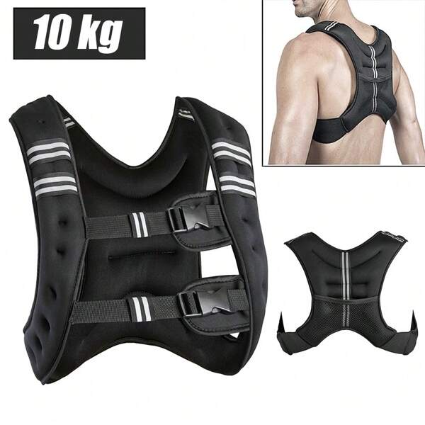 Gewichtsweste 10Kg, Weighted Vest Verstellbare Laufweste Trainingsweste Gewichtsmanschetten mit Reflexstreifen und Verstell-Riemen für Krafttraining Laufen Fitness