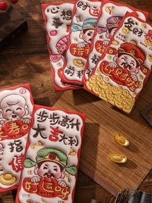 2025 新年蛇形设计红包，豪华卡通财神 1000 元农历新年礼品红包，批发